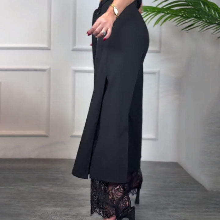 Celeste | Wide-Leg Trousers with Sheer Lace Panel