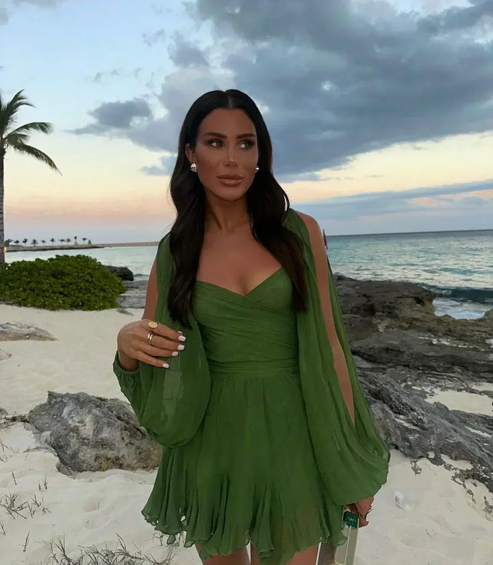 Celeste | Light & Flowing Sheer-Sleeve Dress