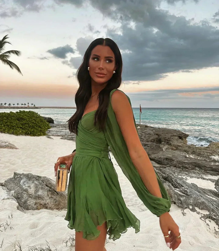 Celeste | Light & Flowing Sheer-Sleeve Dress