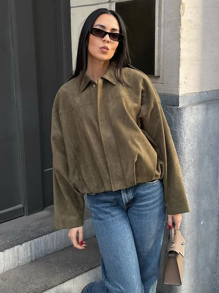 Aveline™ | Oversized Faux Suede Jacket