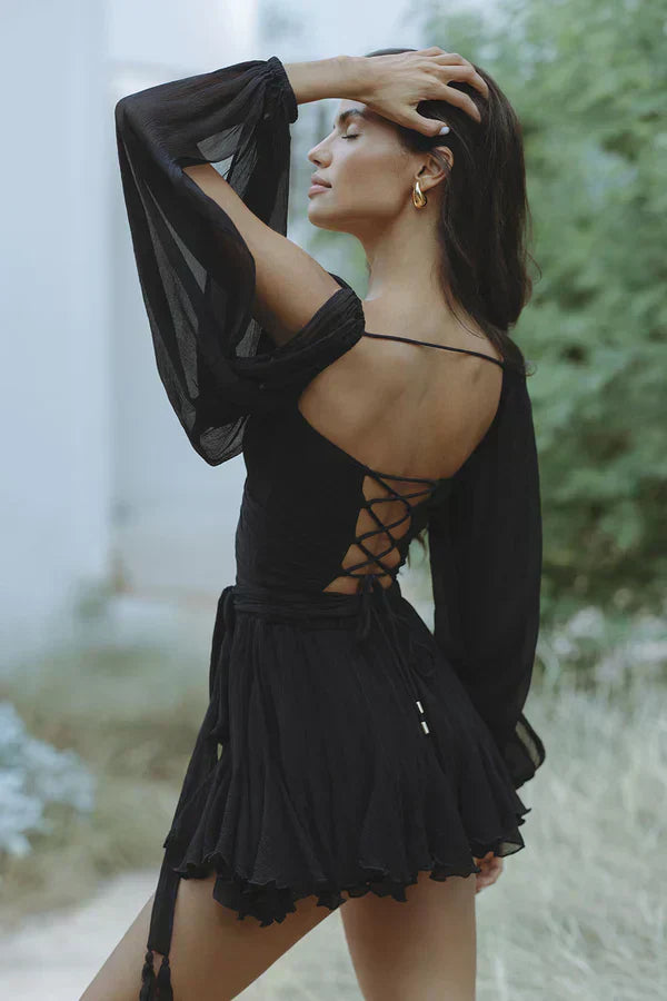 Celeste | Light & Flowing Sheer-Sleeve Dress