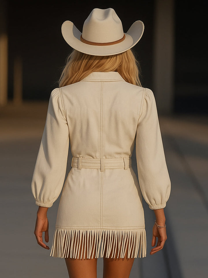 Marvelle™ – Retro Fringe Denim Dress